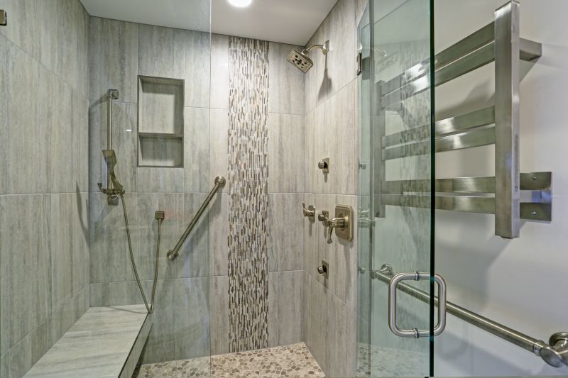 Contemporary Shower with Floating Bench