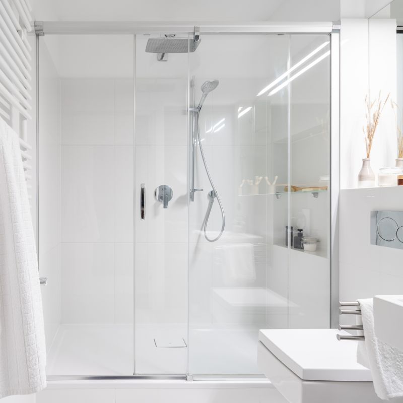 Stylish Shower with Built-In Shelves
